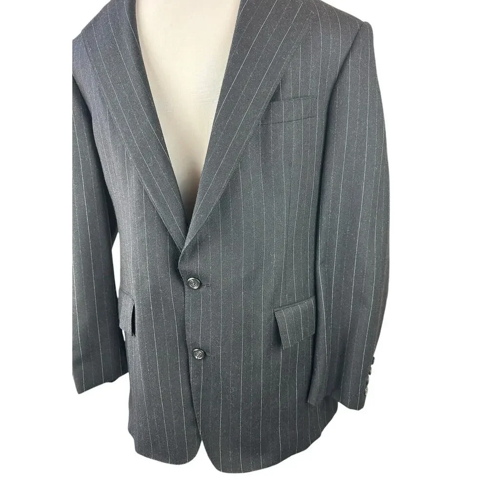 Polo Ralph Lauren Wool Cashmere Pinstriped Blazer Suit Jacket Size 40 H14378 - Picture 3 of 16
